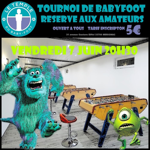 Lire la suite à propos de l’article Tournoi de babyfoot amateur le 7 juin